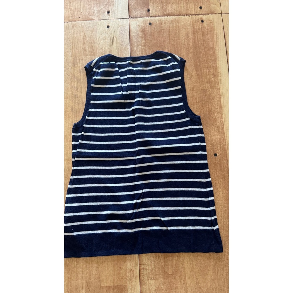 Old Navy Womens Navy Blue White Striped Sleeveless Knit Sweater Vest Small - Picture 4 of 4